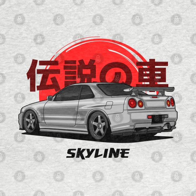 JDM Silver Skyline R34 GTR by GoldenTuners